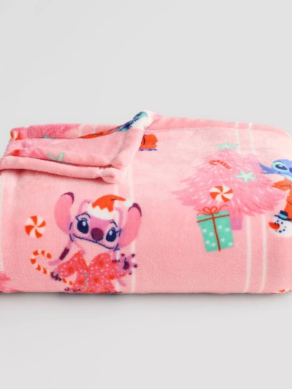 NEW DISNEY LILO & STITCH CHRISTMAS HOLIDAY PINK PLUSH THROW BLANKET THE BIG ONE